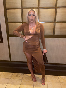 Brown Split Dress